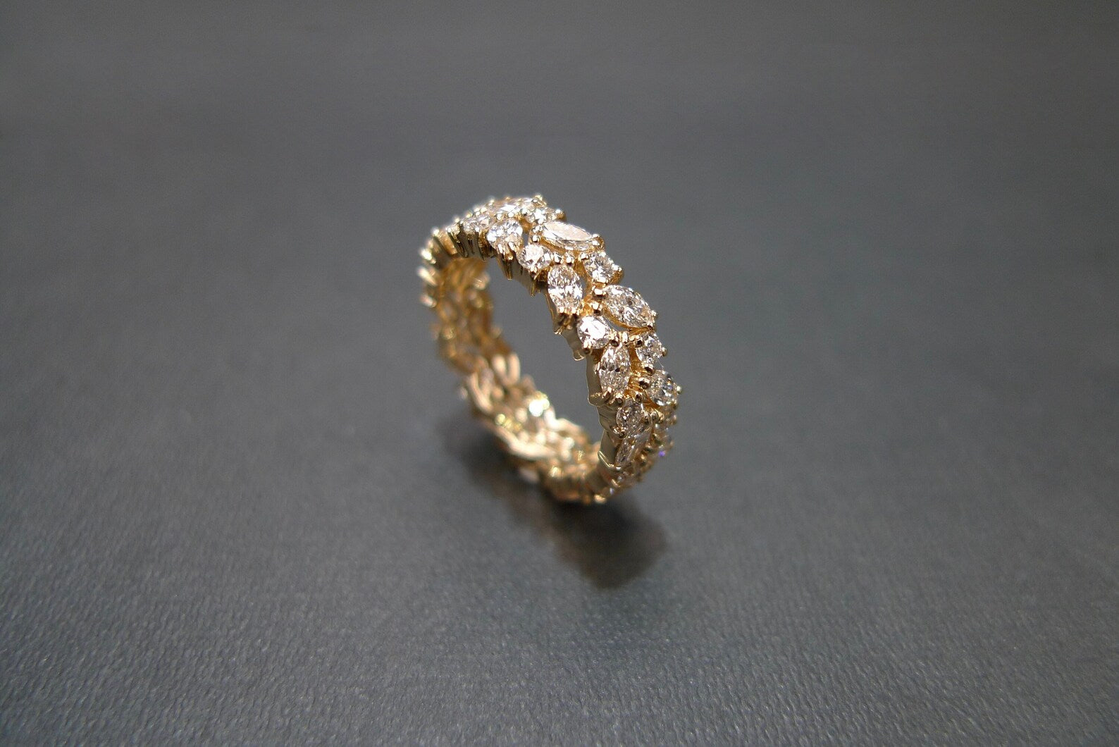 Marquise Cut Diamond Full Eternity Ring in Yellow Gold - HN JEWELRY