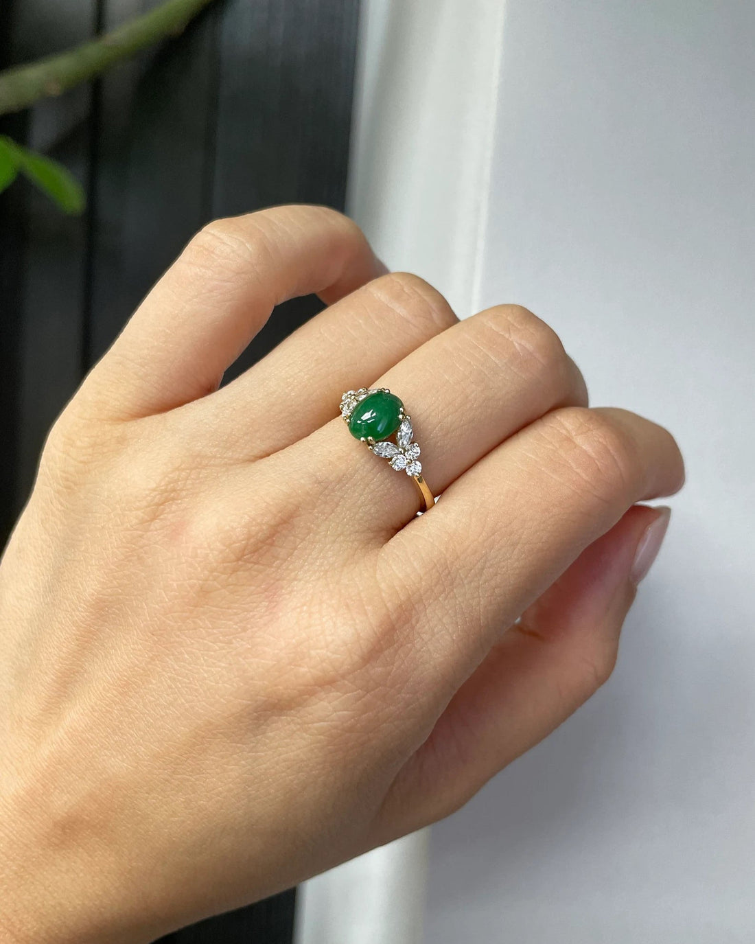 Jade Marquise Diamond Ring