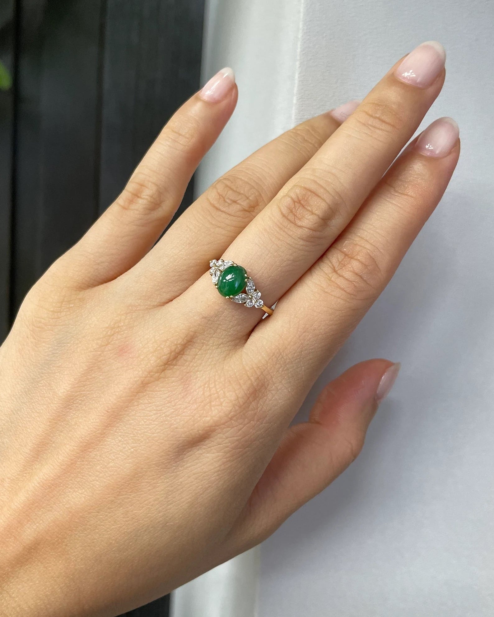 Jade Marquise Diamond Ring