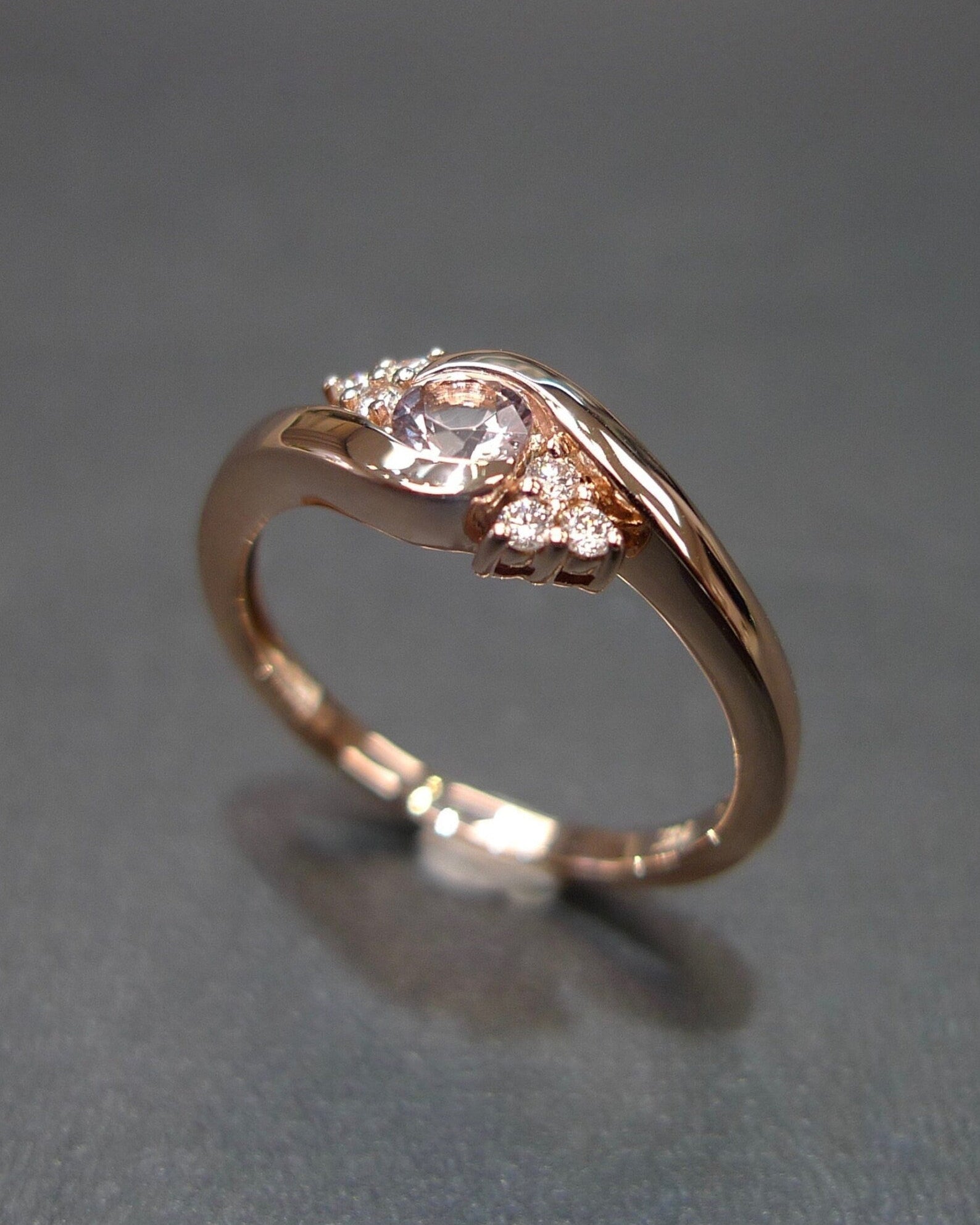 Morganite and Diamond Ring in Rose Gold - HN JEWELRY