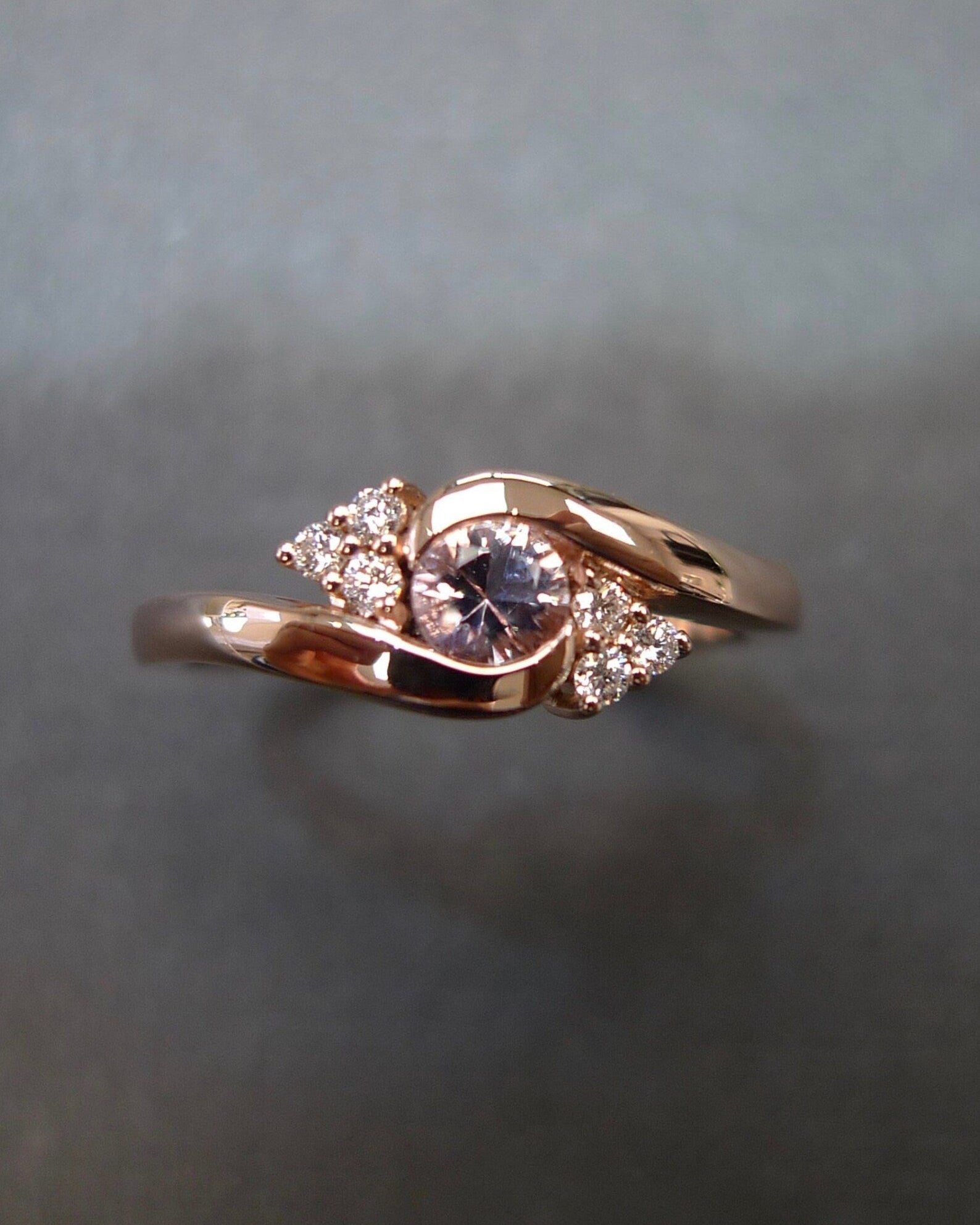 Morganite and Diamond Ring in Rose Gold - HN JEWELRY
