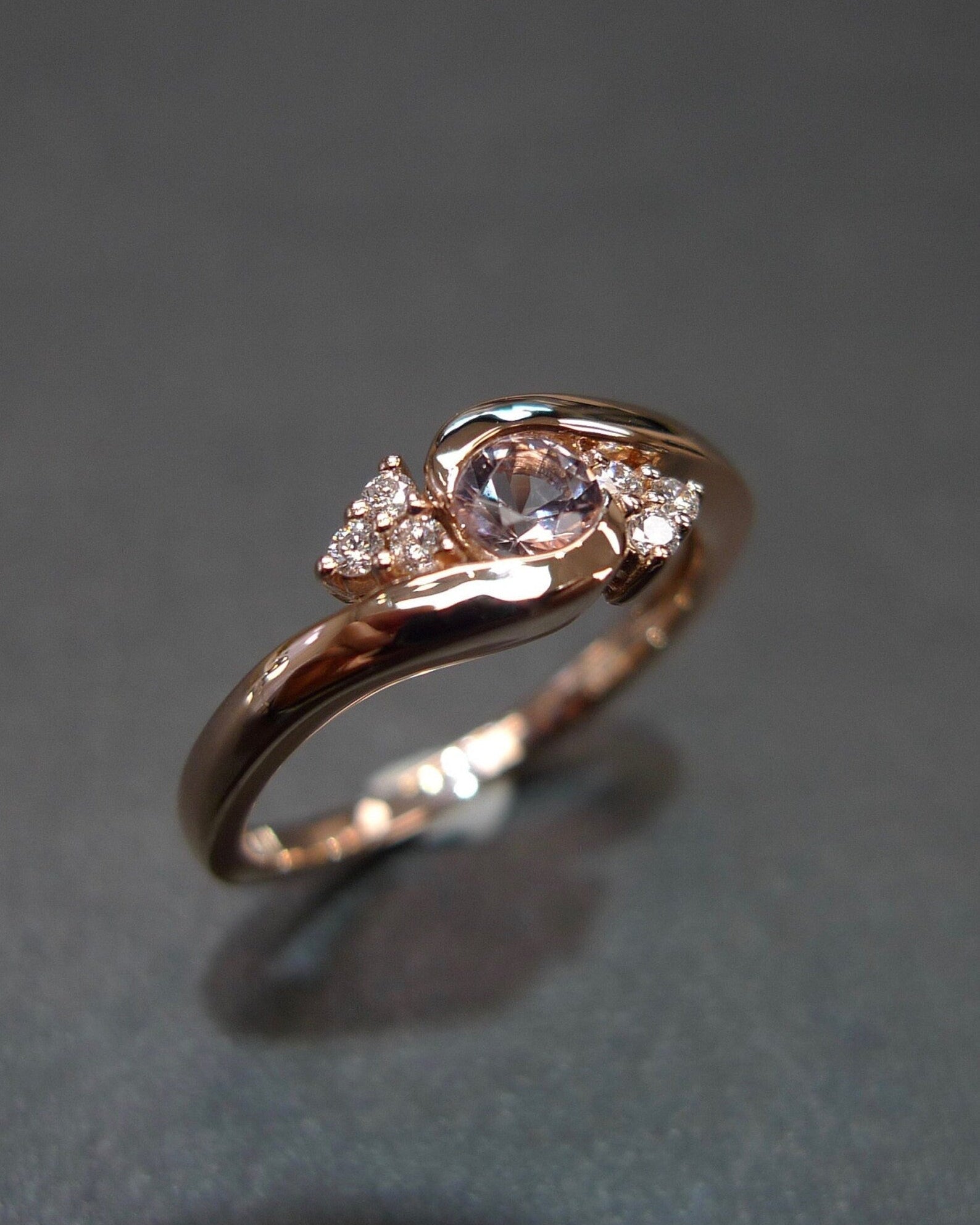 Morganite and Diamond Ring in Rose Gold - HN JEWELRY