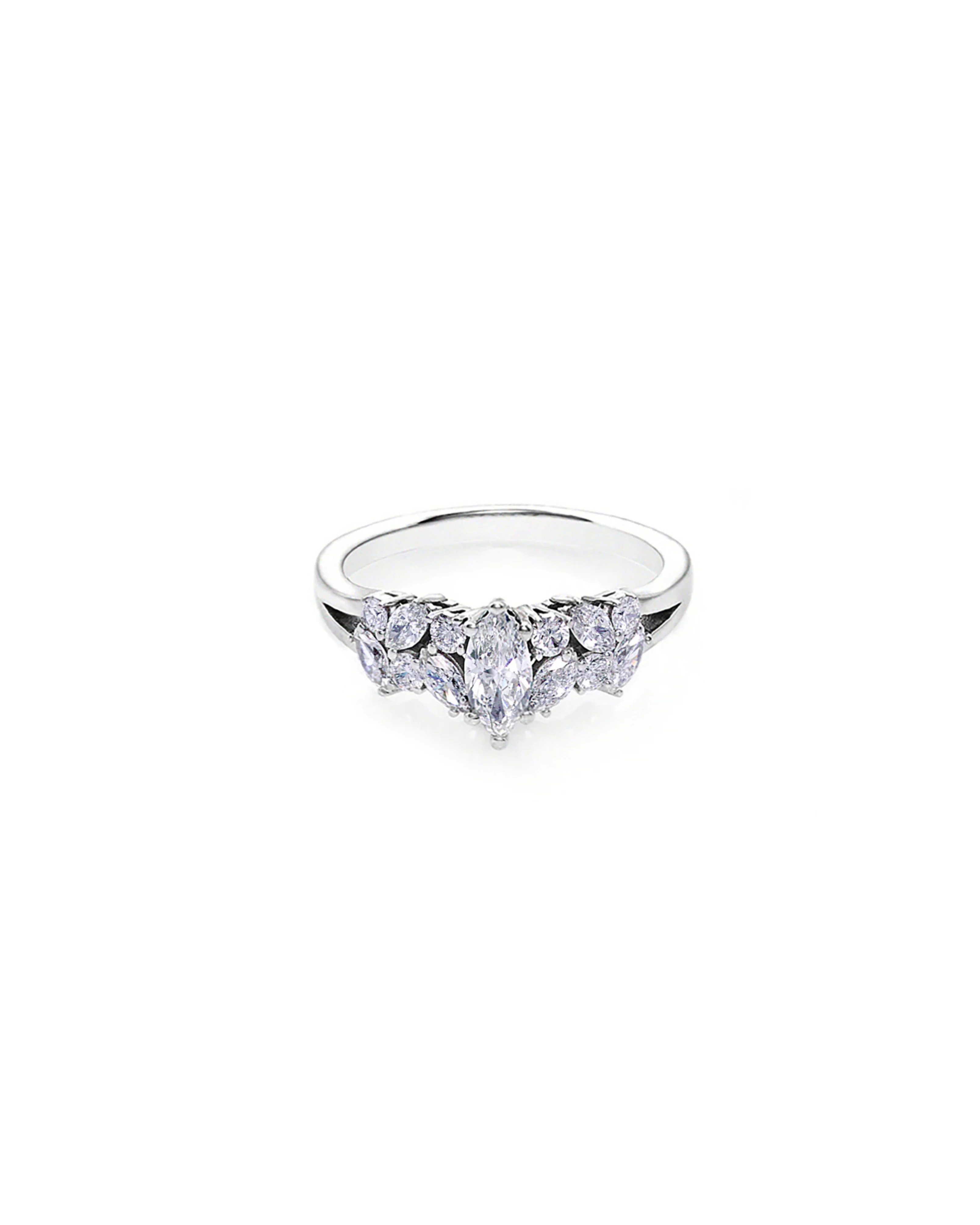 Marquise diamond engagement ring in 14k white gold – HN Jewelry