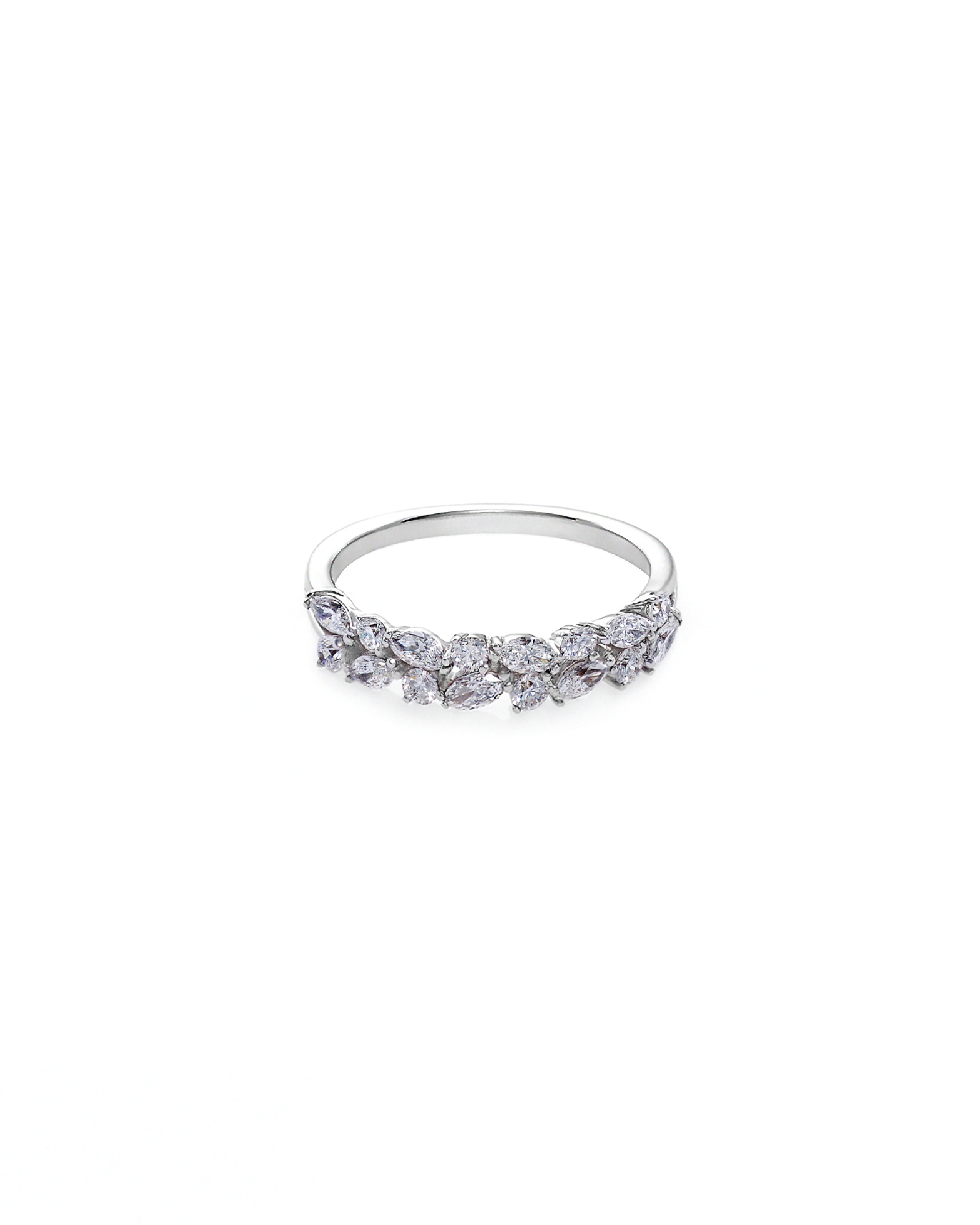 Dainty marquise diamond ring in 14K solid white gold