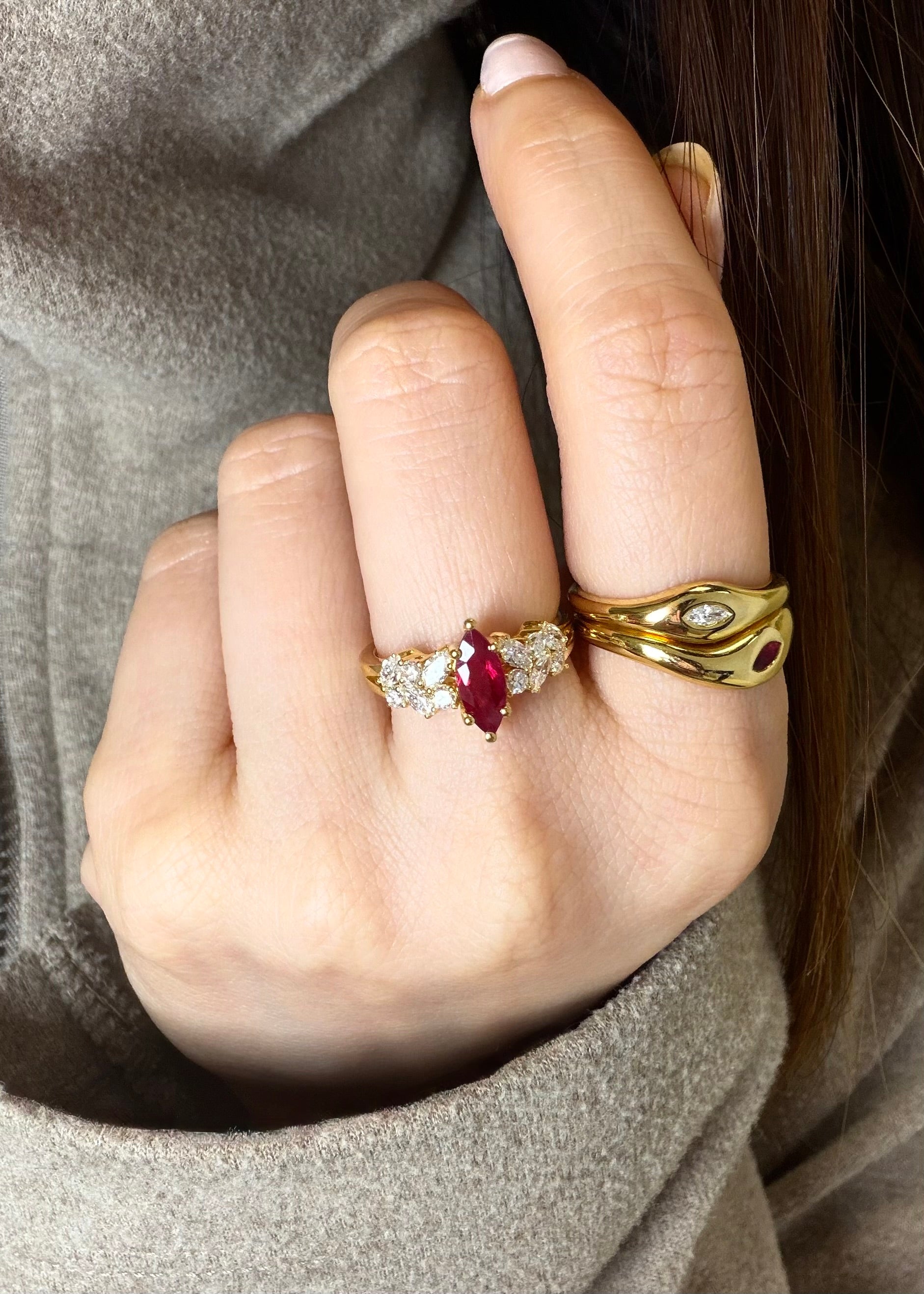 Marquise Ruby Gold Ring