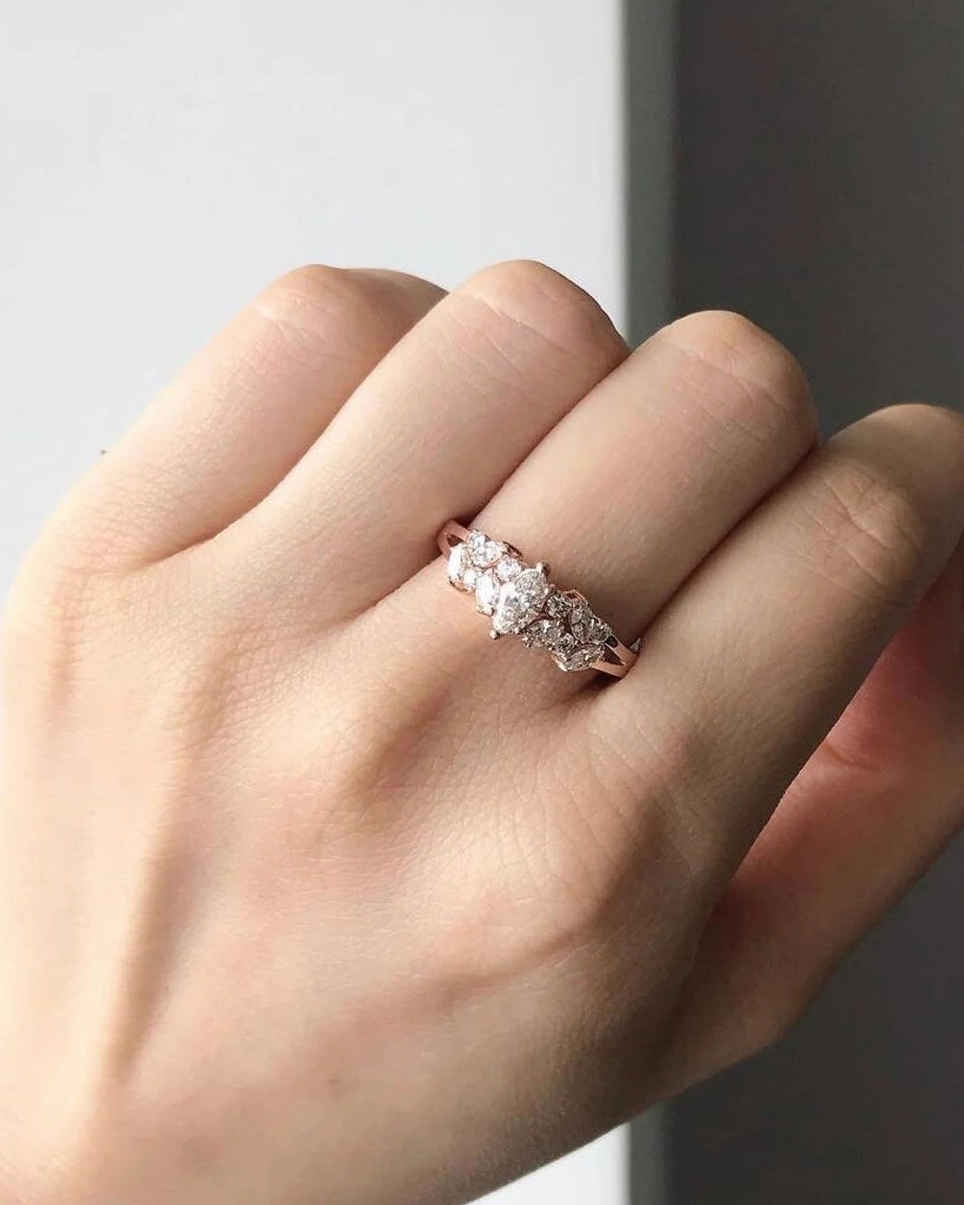 Elegant marquise cut diamond solitaire engagement ring