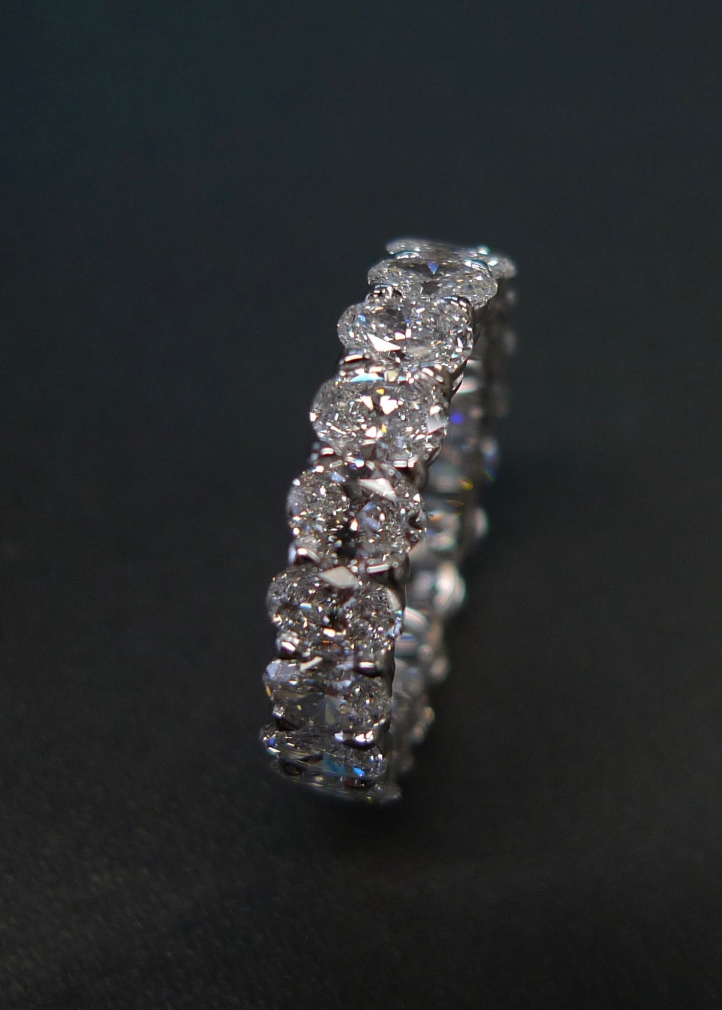 Oval cut diamond eternity band with timeless elegant style