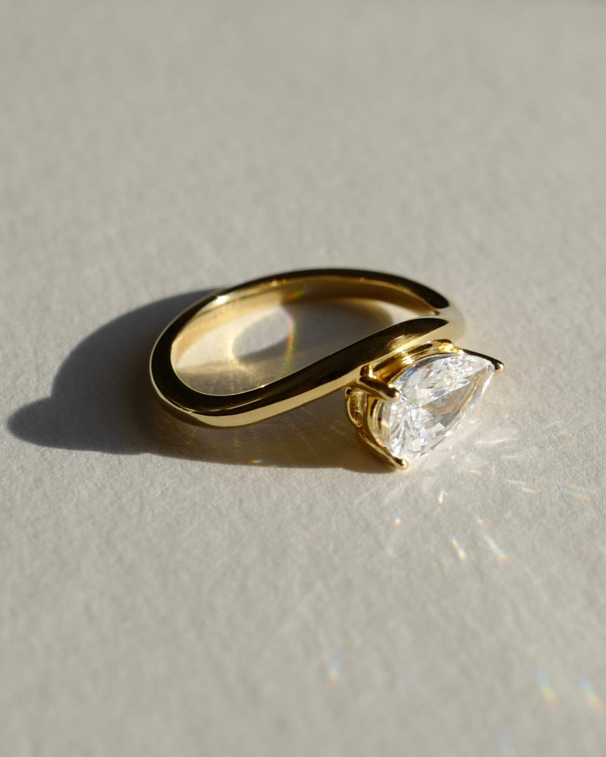 pear diamond pinky ring in 14k solid gold