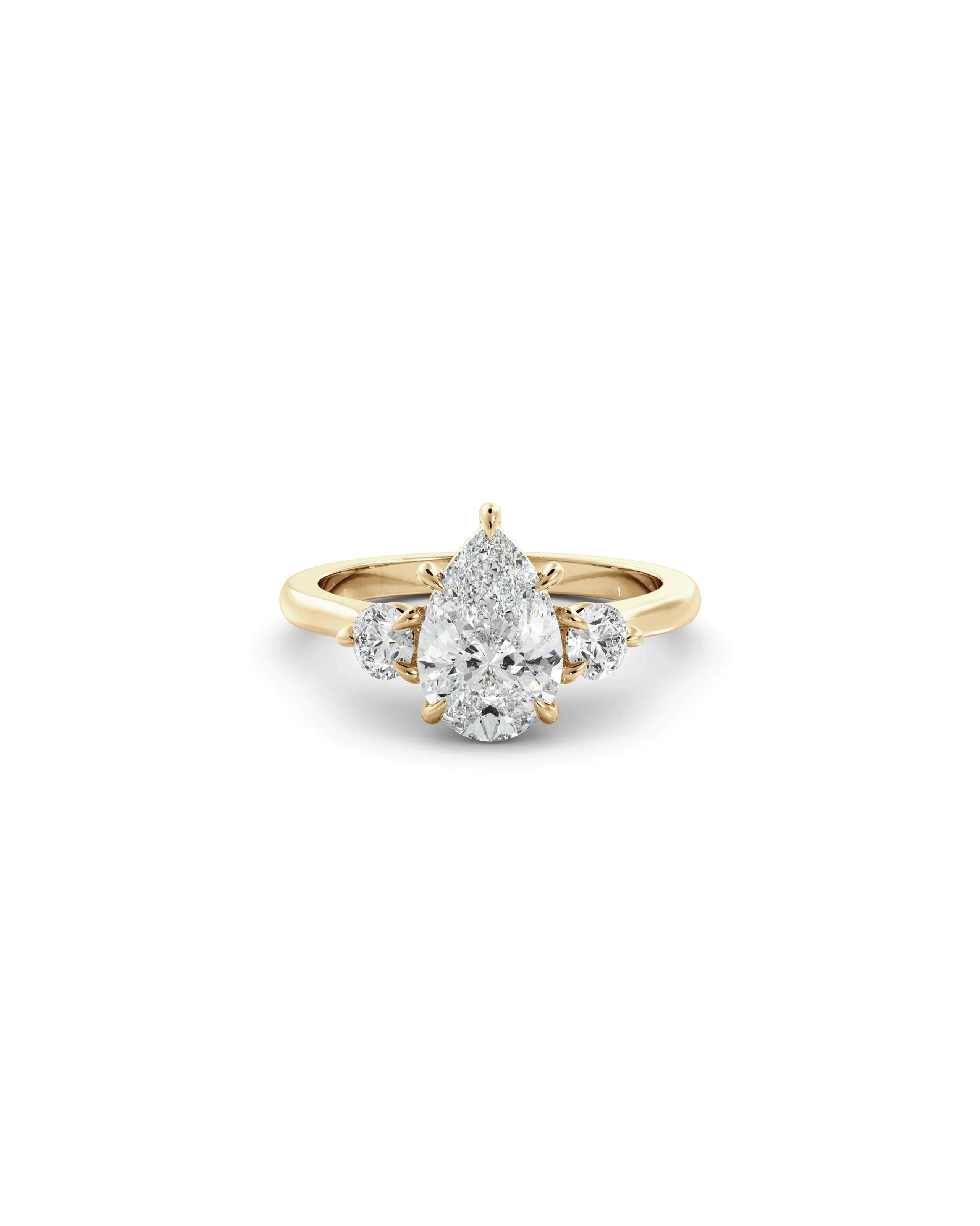 Pear & Round Three-Stone Ring