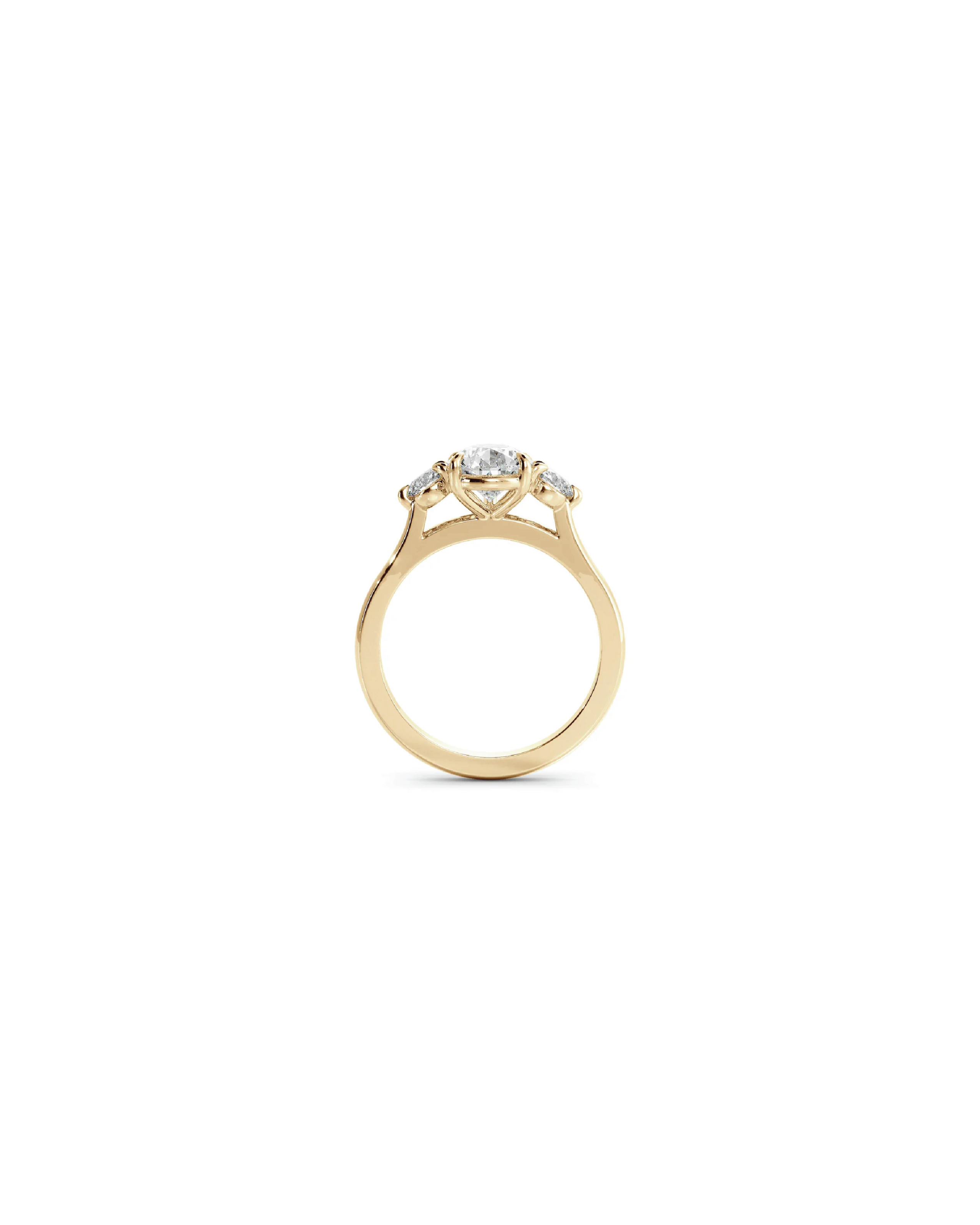 Pear & Round Three-Stone Ring