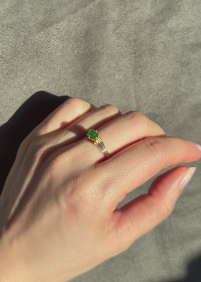 Minimalist jade ring in 14k solid yellow gold