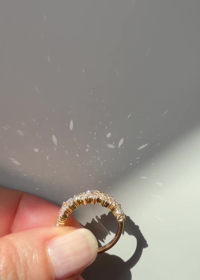 Round and marquise diamond ring for stacking or wedding wear