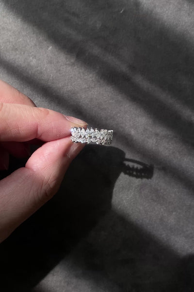 Stackable diamond tiara band with marquise and round brilliant diamonds