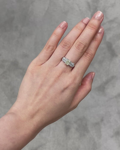 Light yellow cushion diamond engagement ring with marquise details – HN Jewelry