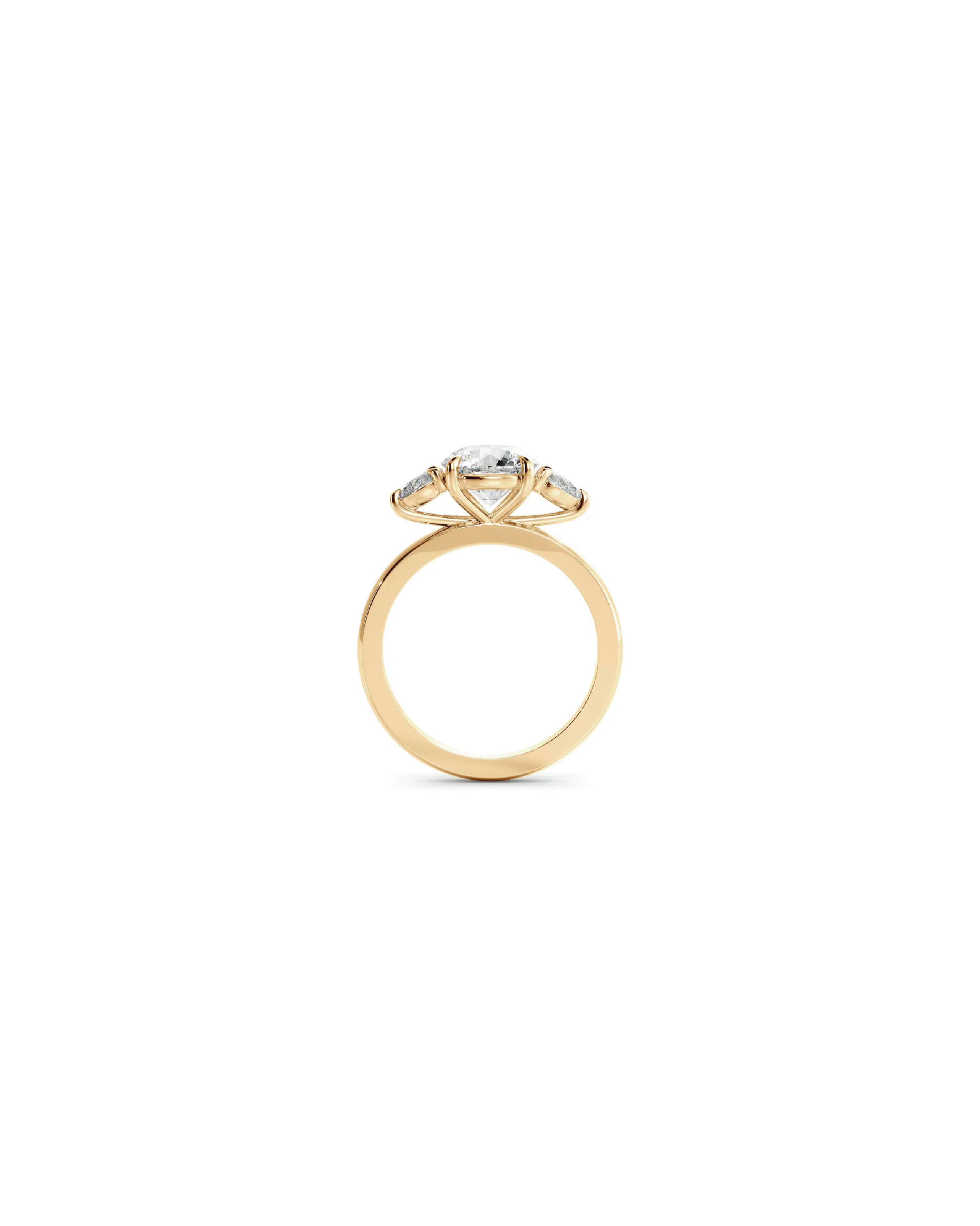 Round and Pear Three-Stone Ring