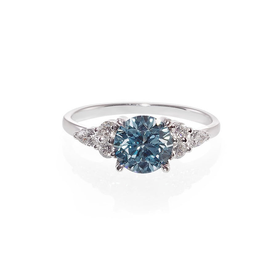 Certified 1.08ct Fancy Blue Diamond Ring in 14K White Gold