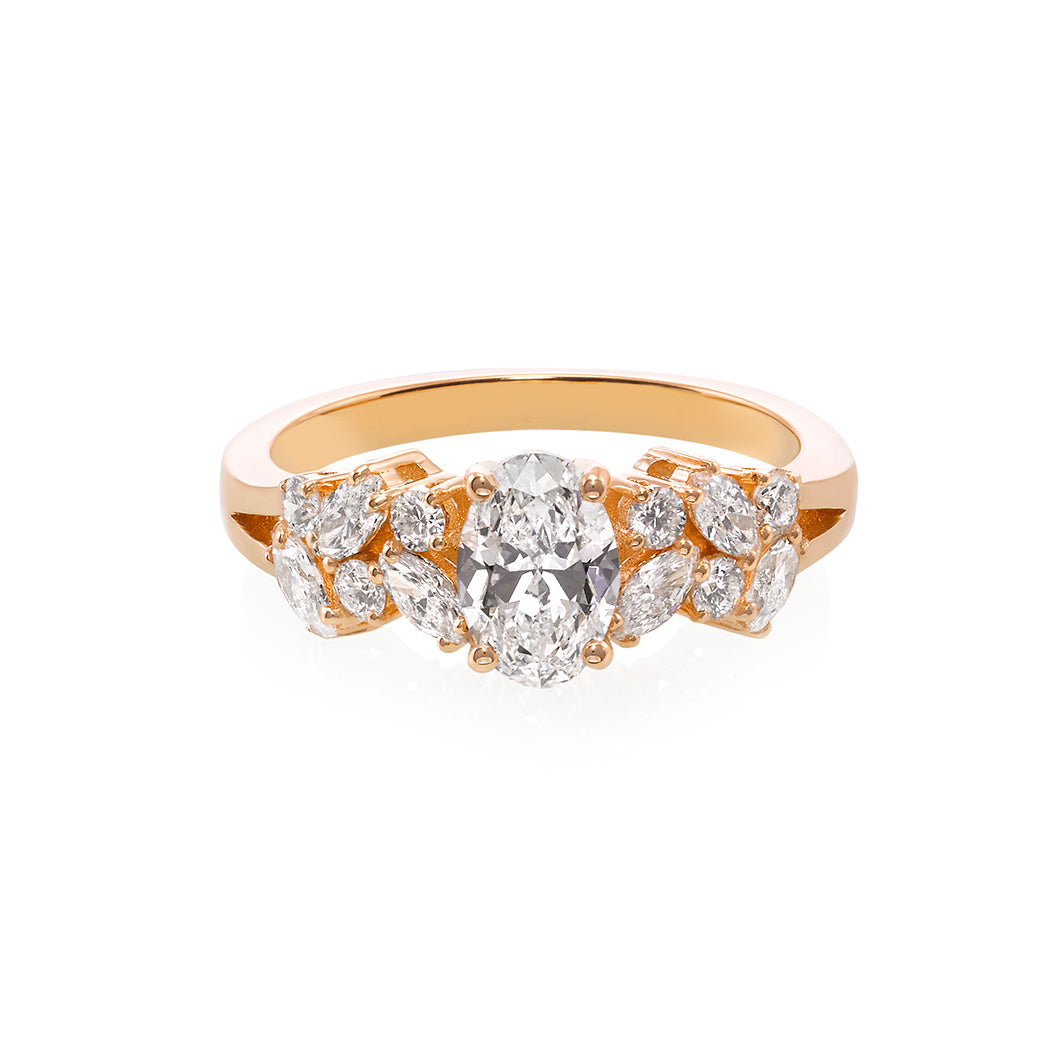 Oval Cut Diamond and Marquise Diamond Ring - HN JEWELRY