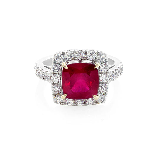 Ruby and Diamond Halo Ring - HN JEWELRY
