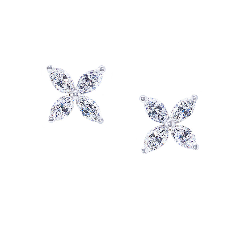 Marquise Diamond Earrings in 18K White Gold - HN JEWELRY