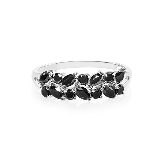 Marquise and Round Cut Black Diamond Ring - HN JEWELRY
