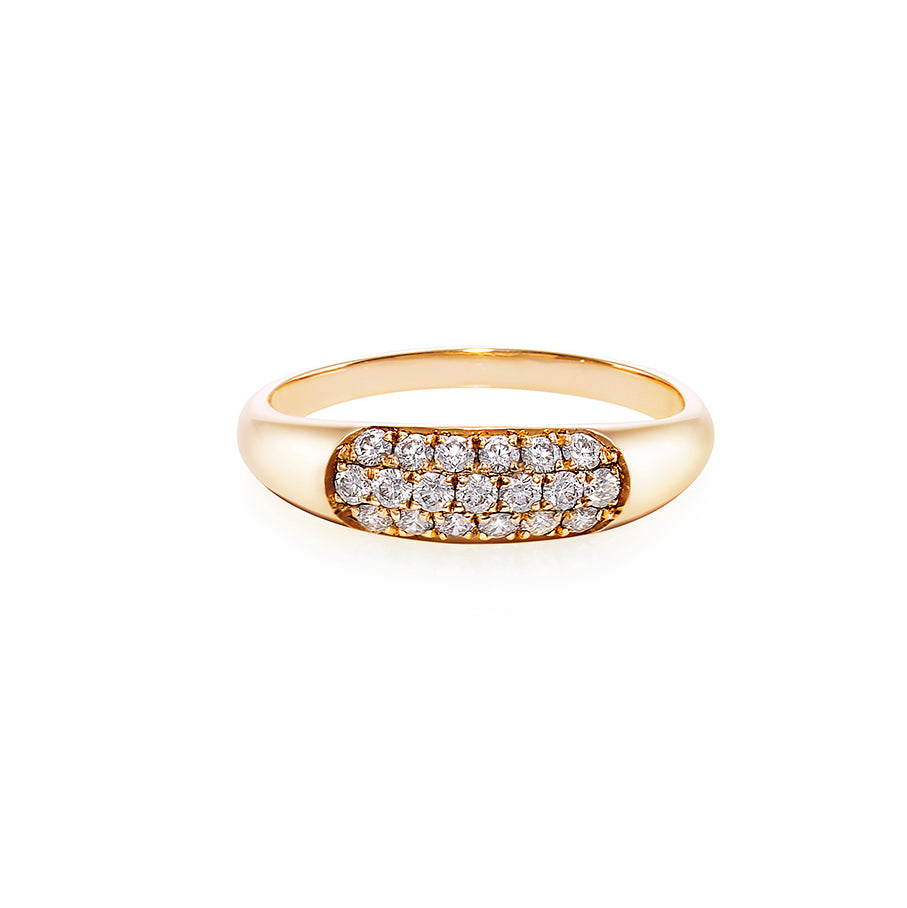 Three Rows Diamond Ring in 18K Yellow Gold - HN JEWELRY