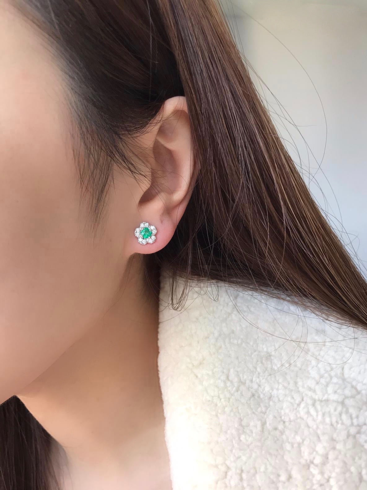 3-in-1 Emerald & Diamond Tassel Dangle Earrings in 18K White Gold - HN JEWELRY
