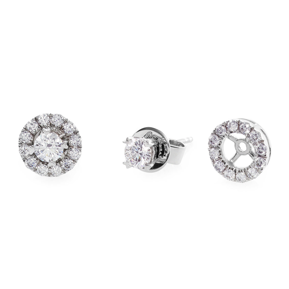 Halo Diamond Stud Earrings in White Gold - HN JEWELRY