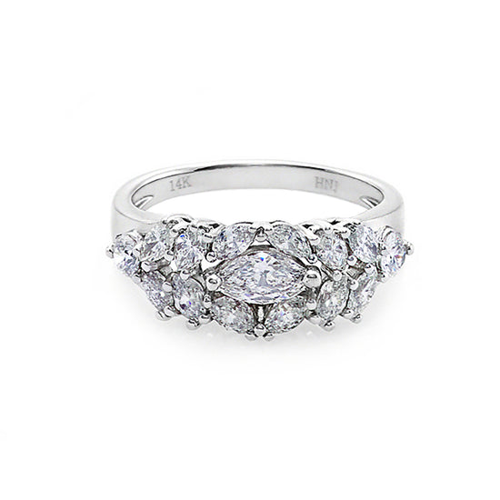 Marquise Diamond and Round Diamond Ring - HN JEWELRY