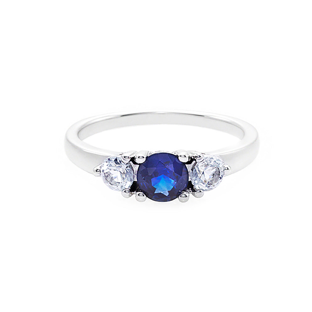 Blue Sapphire and White Sapphire Ring - HN JEWELRY