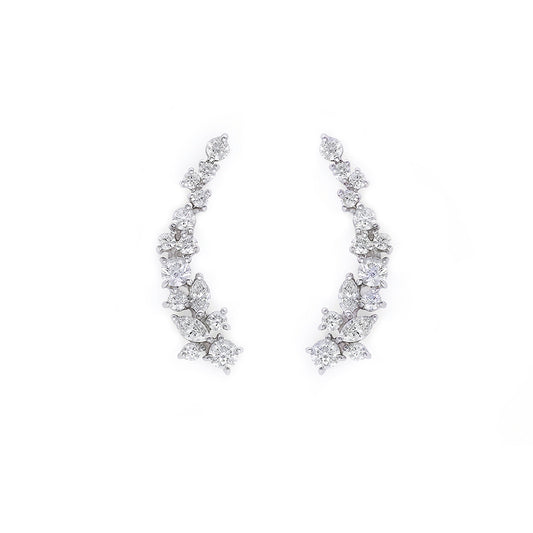 Mixed Shape Marquise Diamond Cluster Earrings in White Gold - HN JEWELRY