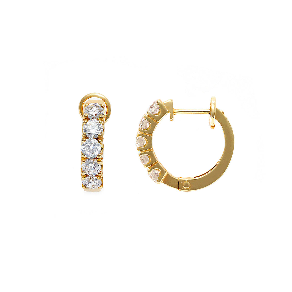 Diamond Hoop Earrings in Yellow Gold - HN JEWELRY