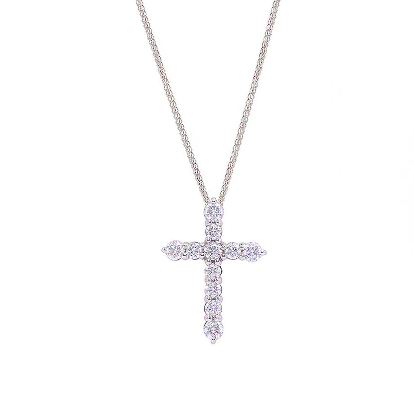 Cross Diamond Pendant in White Gold - HN JEWELRY