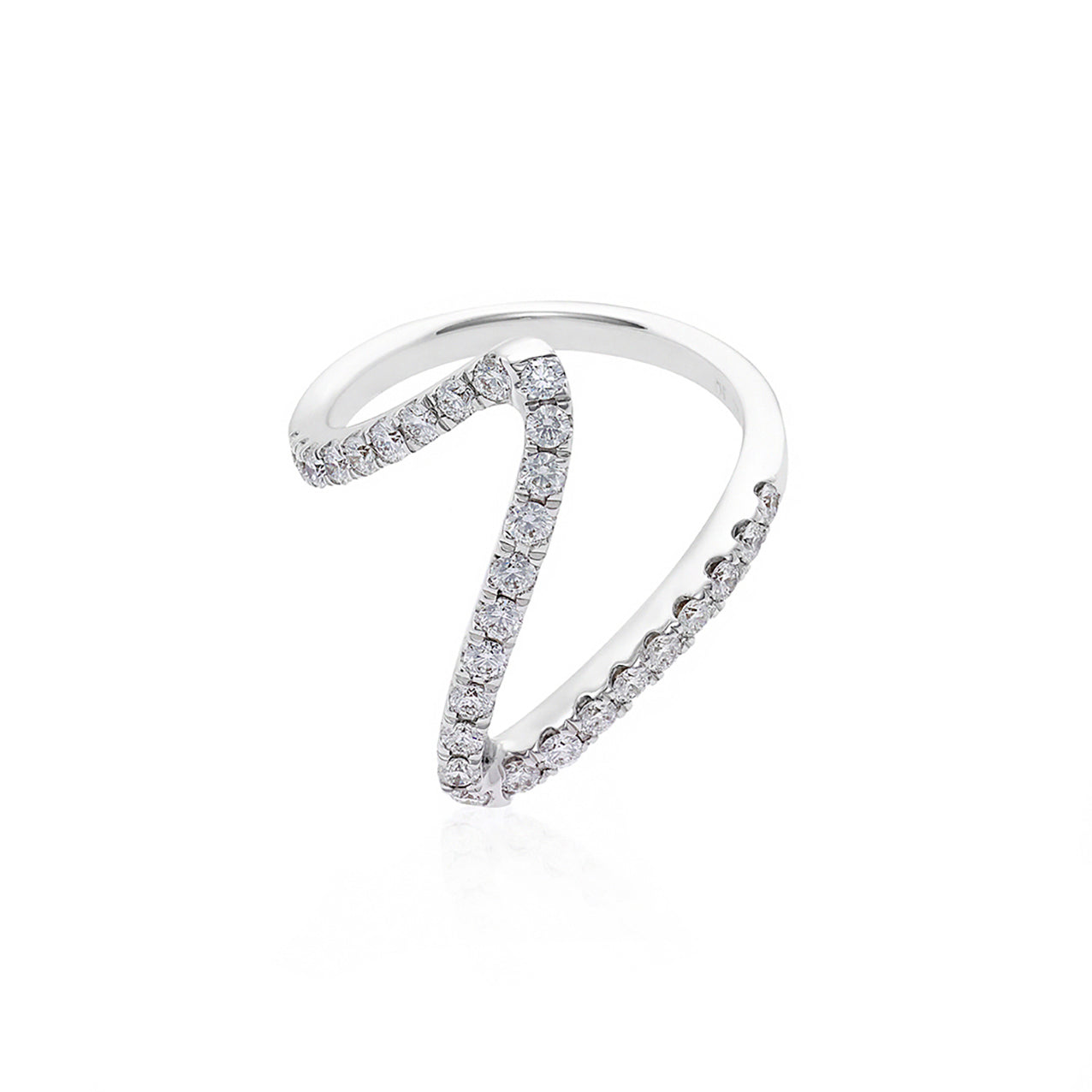 V Shape Diamond Ring in White Gold - HN JEWELRY