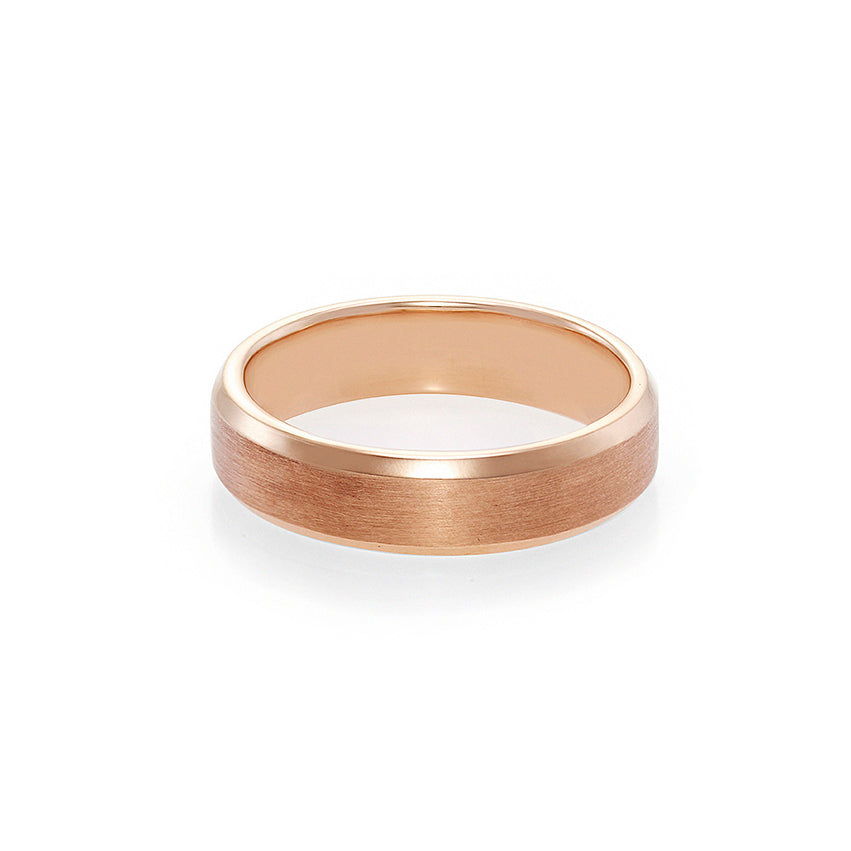 Men's Beveled Edge Matte Finish Ring in Rose Gold - HN JEWELRY