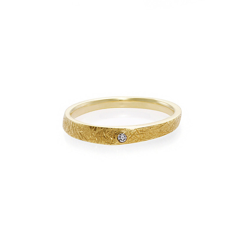 Hand Carved Diamond Wedding Ring in 18K Yellow Gold - HN JEWELRY