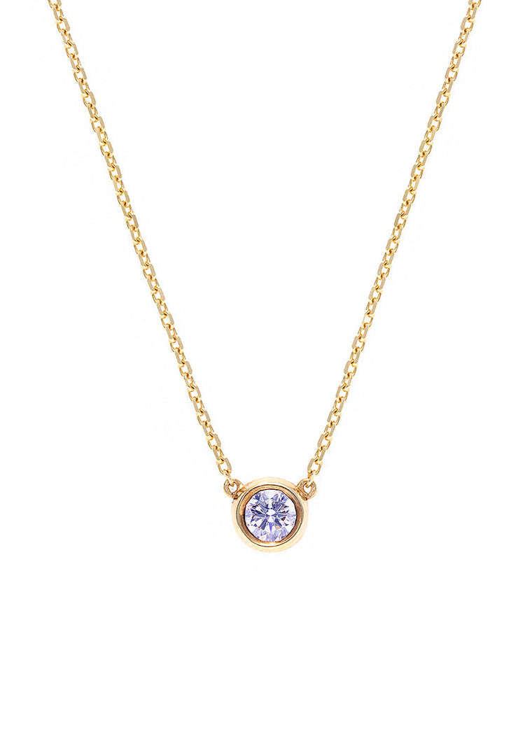 Bezel Set Diamond Pendant Necklace in Yellow Gold - HN JEWELRY