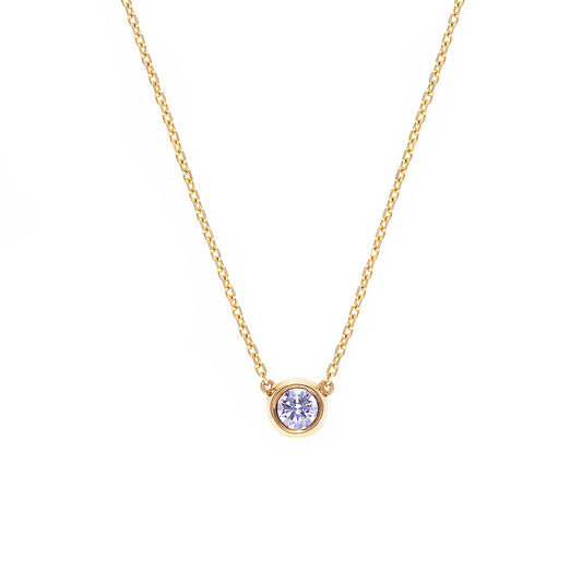 Bezel Set Diamond Pendant Necklace in Yellow Gold - HN JEWELRY