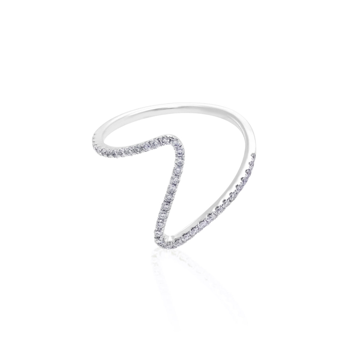 V Shaped Diamond Ring in 18K White Gold (Mini Version) - HN JEWELRY