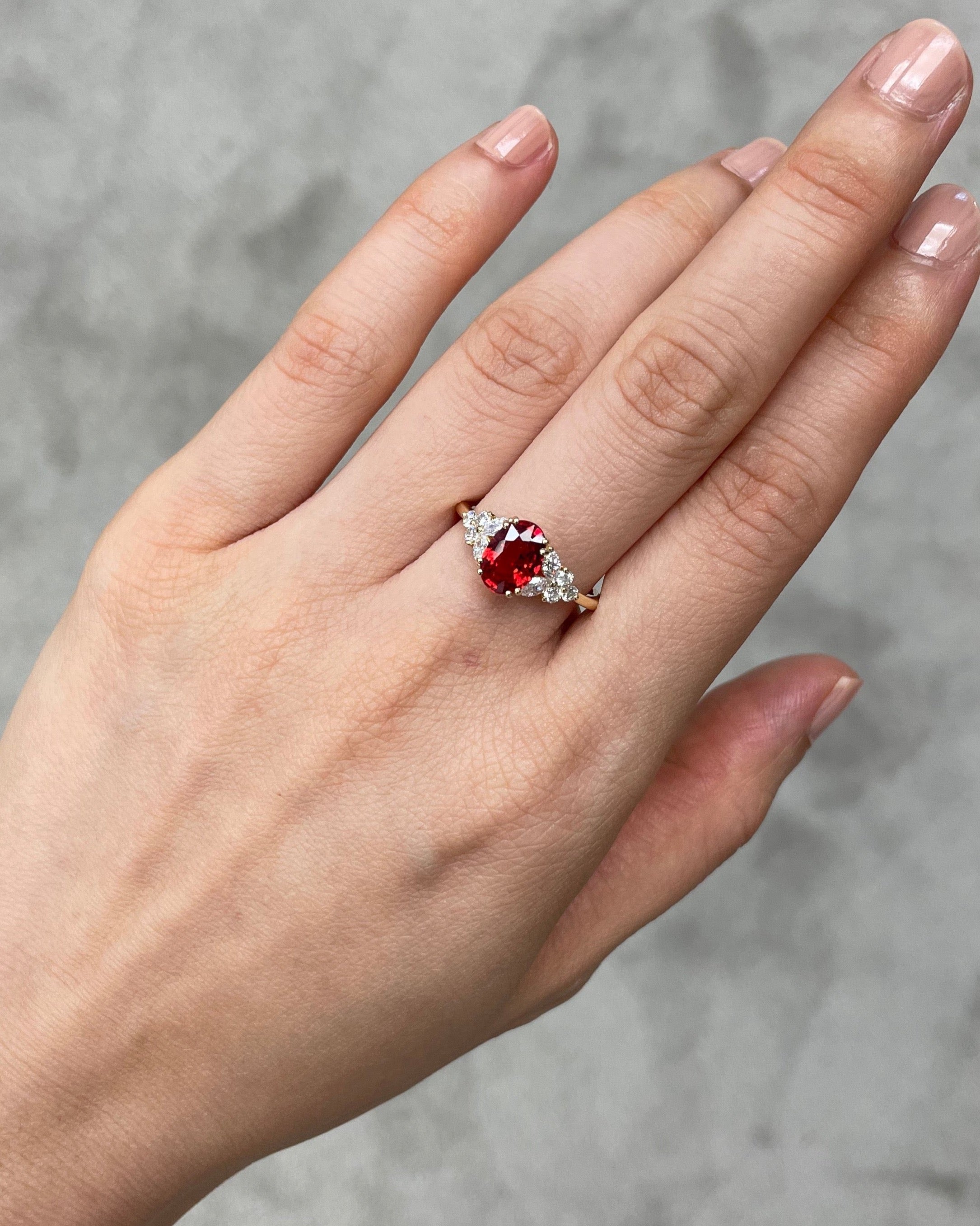 Orange Sapphire and Marquise Diamond Ring - HN JEWELRY