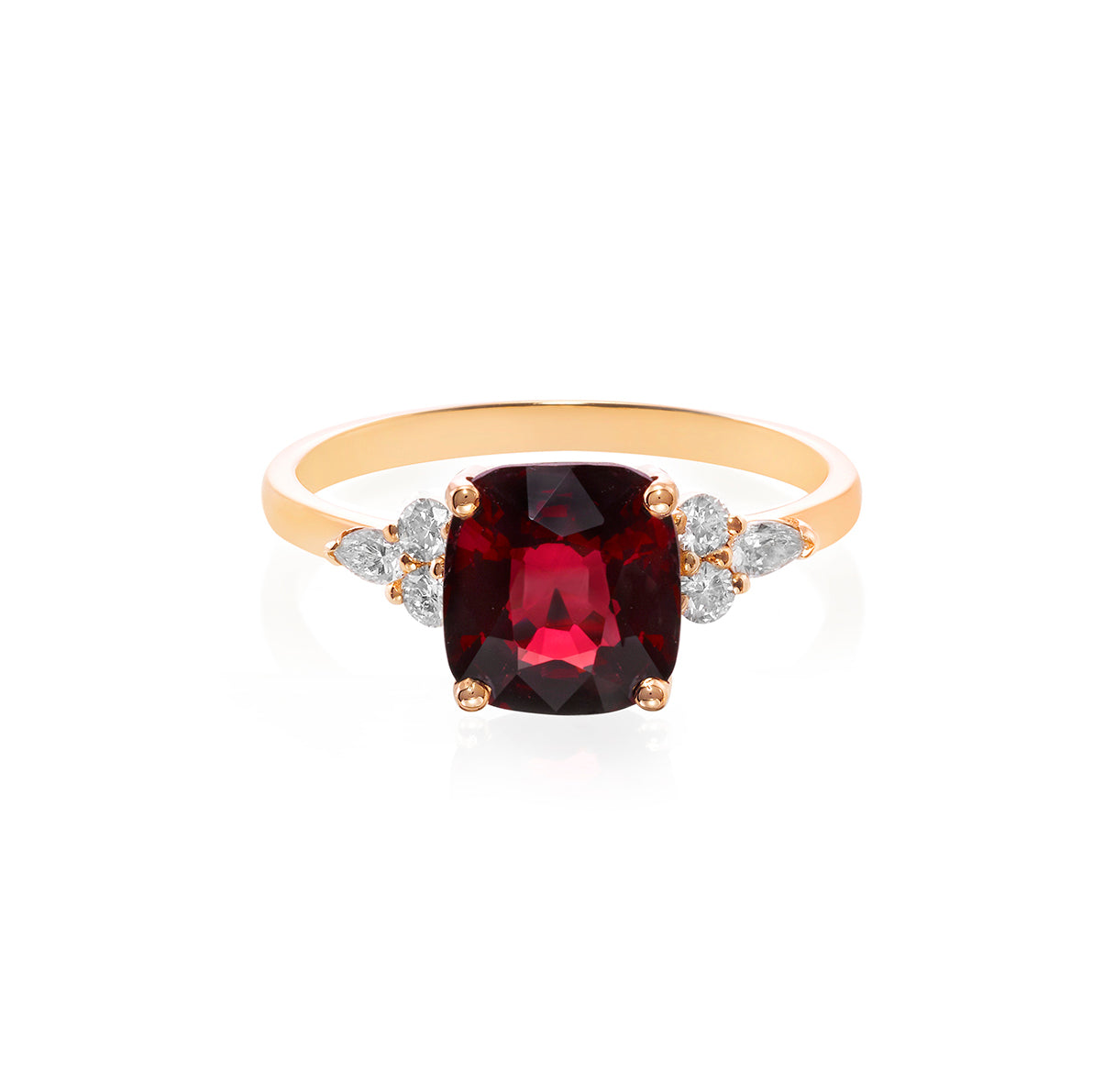 Red Spinel and Pear Diamond Ring - HN JEWELRY