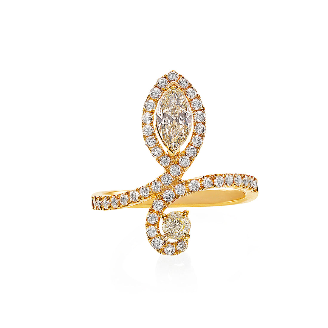 Fancy Yellow Marquise Cut Diamond Ring - HN JEWELRY