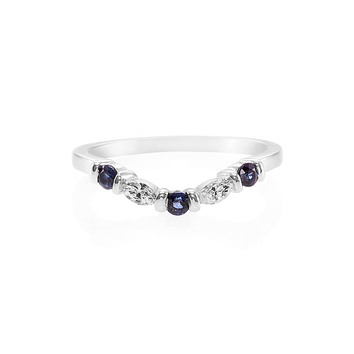 Marquise Diamond & Blue Sapphire Ring - HN JEWELRY