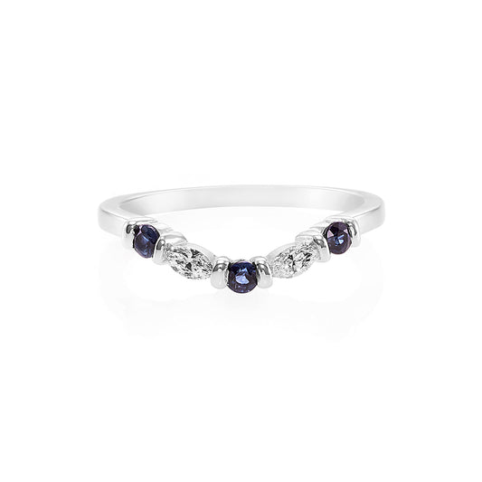 Marquise Diamond & Blue Sapphire Ring - HN JEWELRY