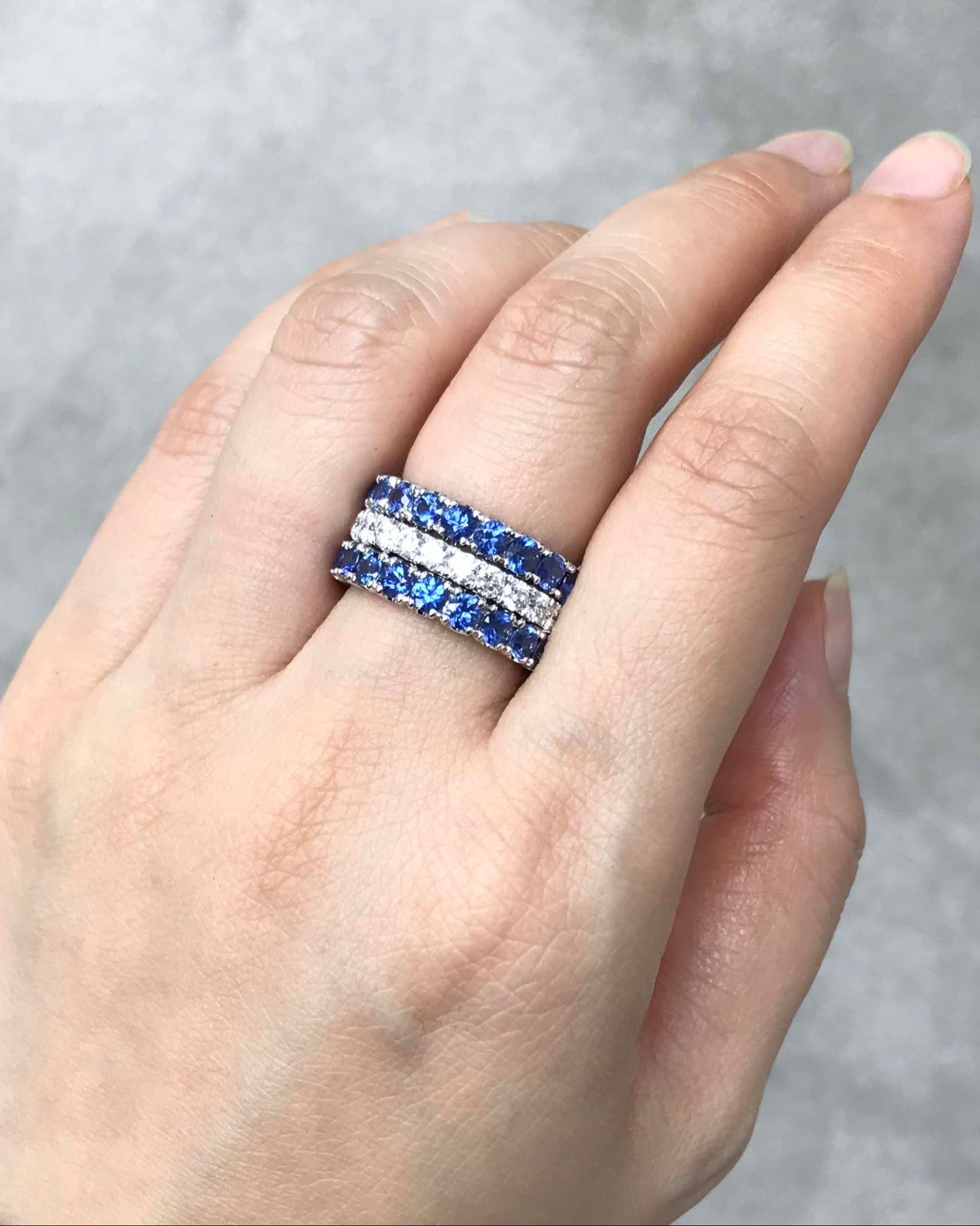 Eternity Blue Sapphire Ring in White Gold - HN JEWELRY