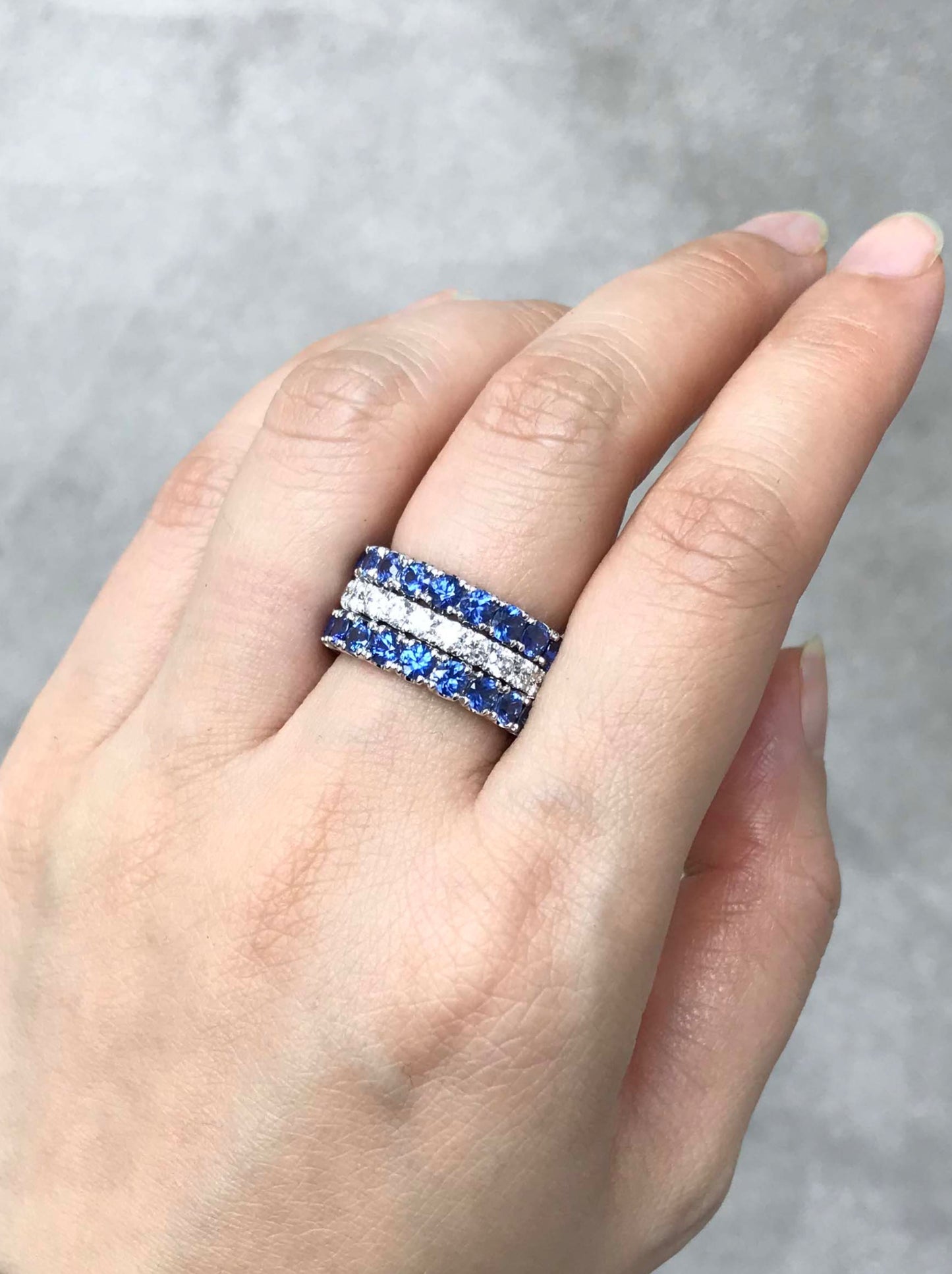 Eternity Blue Sapphire Ring in White Gold - HN JEWELRY