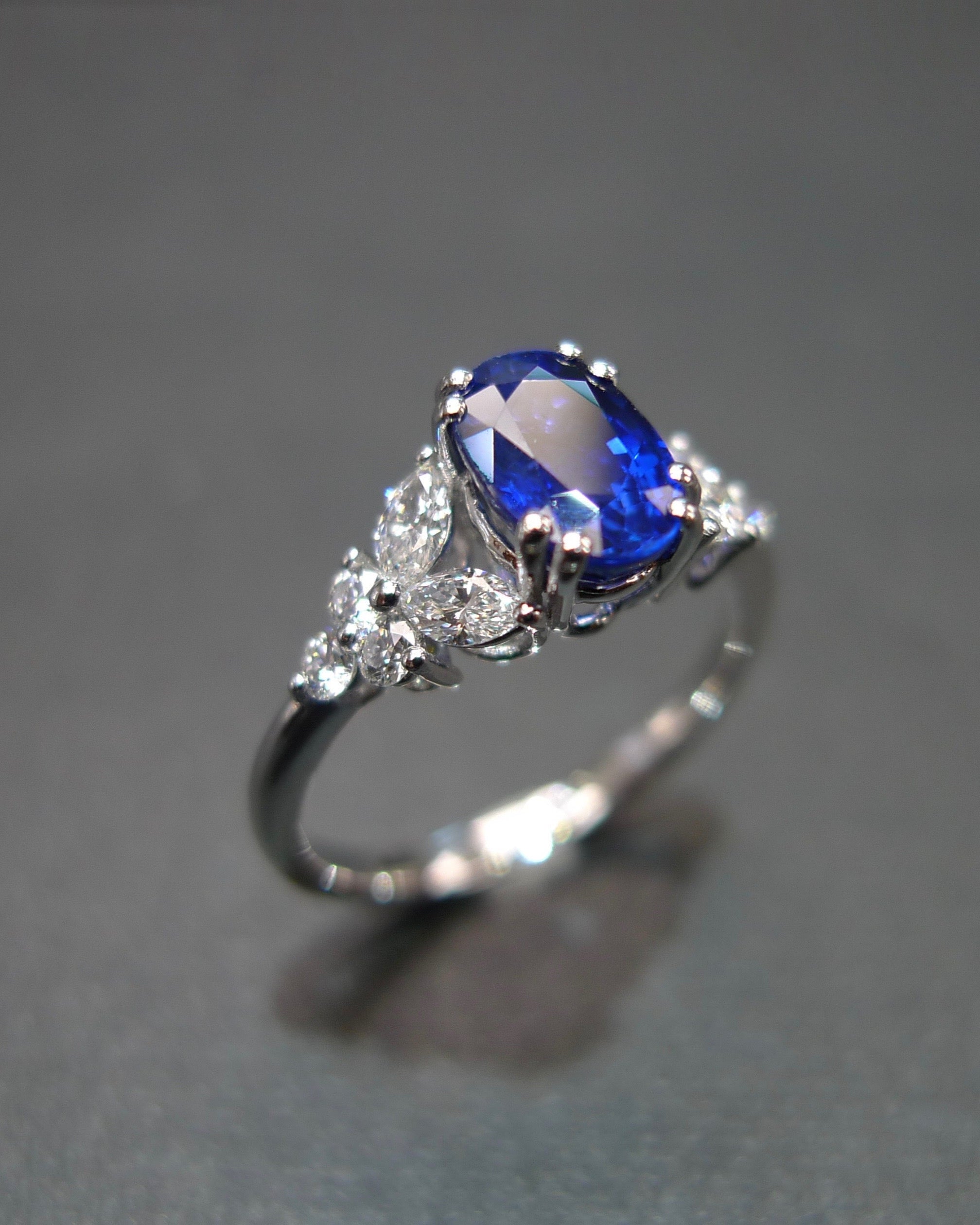 fine jewelry ring featuring natural blue sapphire and diamonds