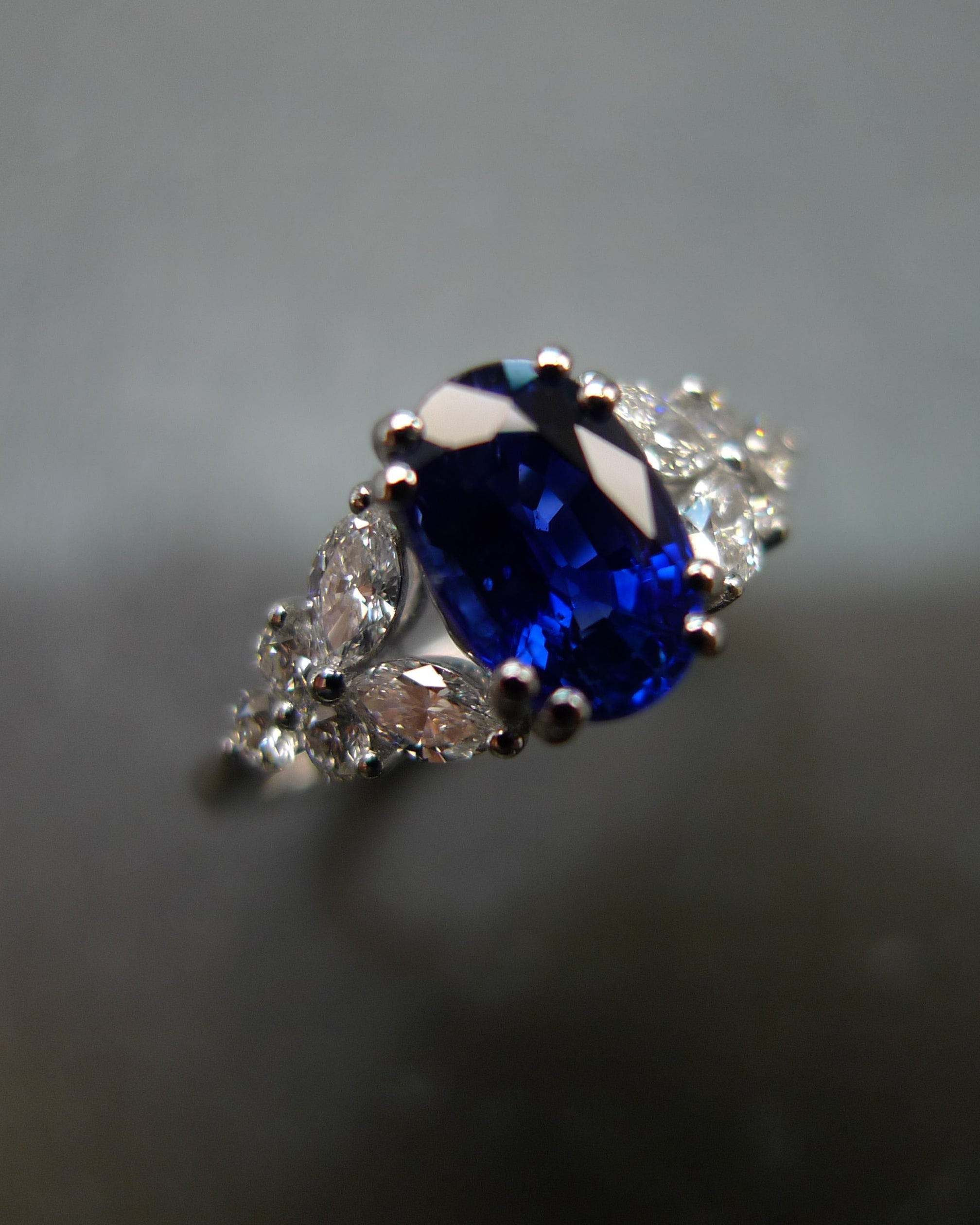 luxury blue sapphire and diamond anniversary ring