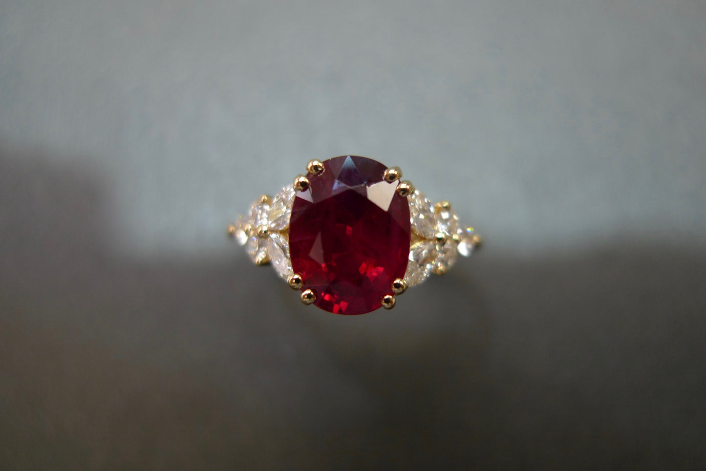 2.00ct Burma Pigeon Blood Ruby and Marquise Diamond Ring - HN JEWELRY