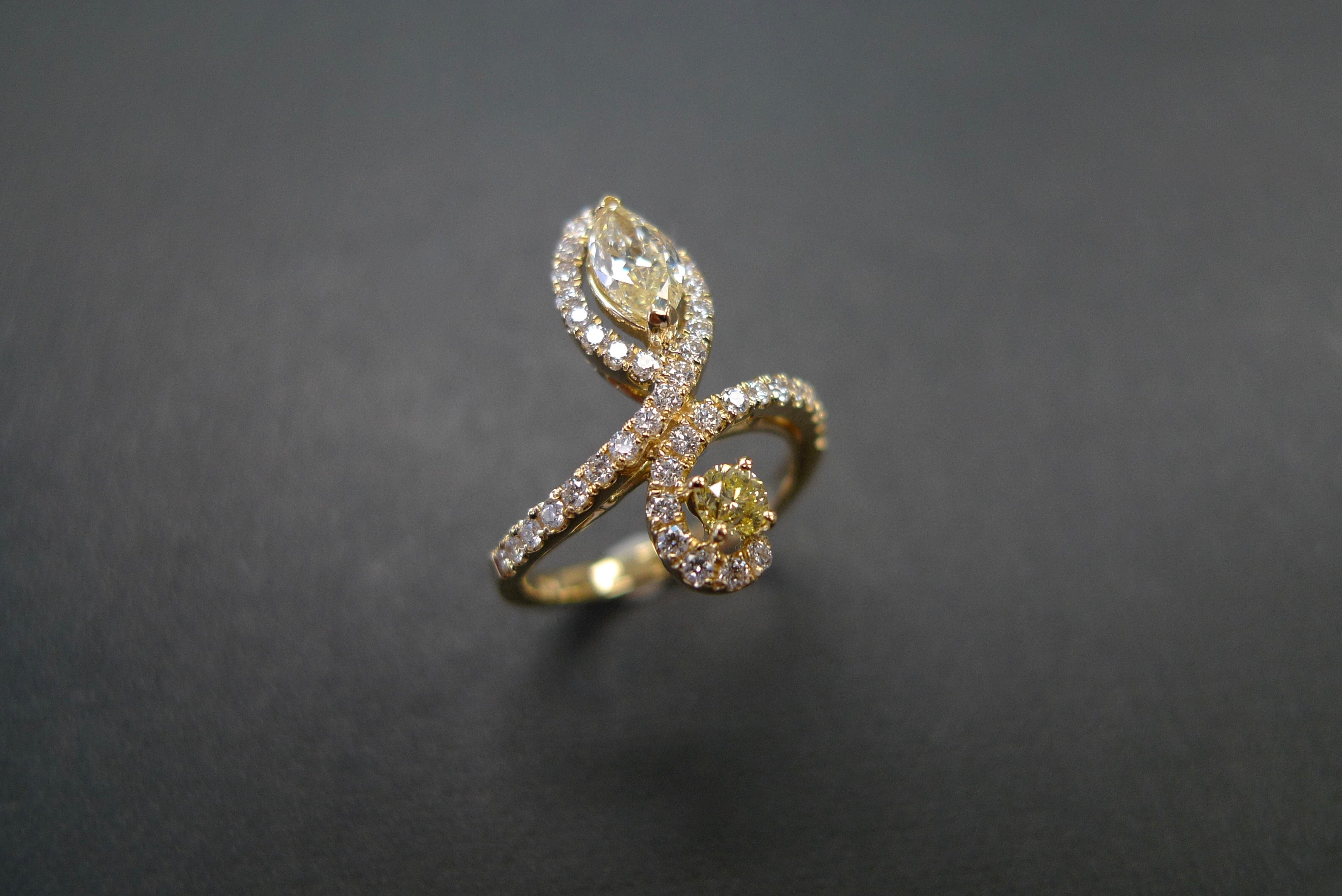 Fancy Yellow Marquise Cut Diamond Ring - HN JEWELRY