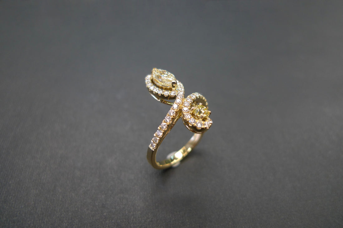 Fancy Yellow Marquise Cut Diamond Ring - HN JEWELRY